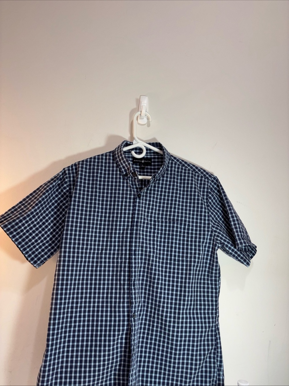 Beverly Hills Polo Club Men's Navy Check Short-Sleeve Button-Up Shirt 919